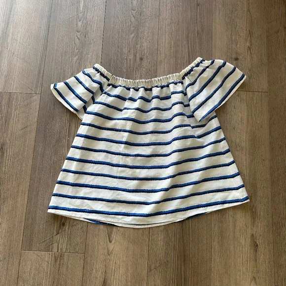 Off The Shoulder Top White Black Blue Adiv - Picture 2 of 3